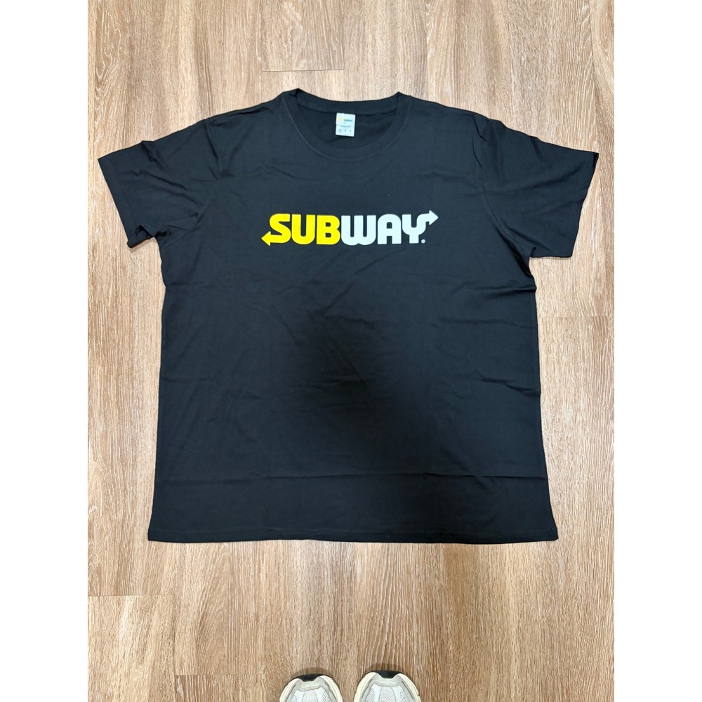 Subway Logo Graphic T-Shirt Mens 3XL Black Short Sleeve Crew Neck Uniform Tee